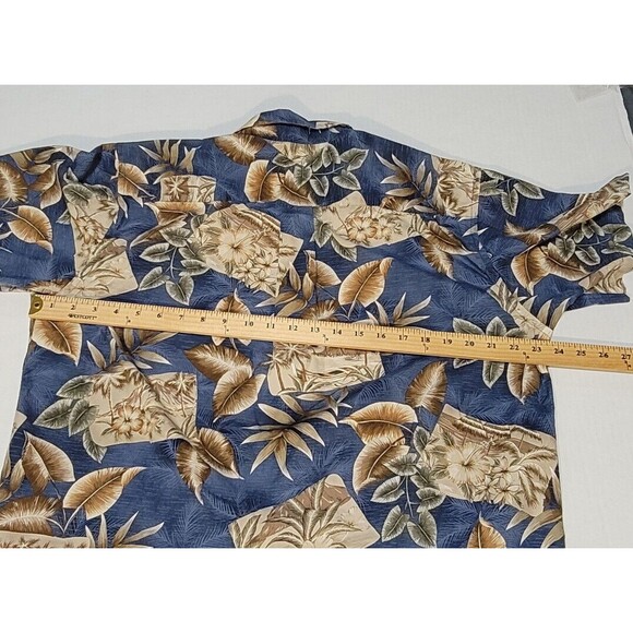 David Taylor Cotton Black Button Down Tropical Floral Hawaiian Shirt Size L - Picture 6 of 10